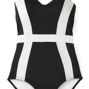 Adore Me Leenah Contour One-Piece Swimsuit Black White Band Size S